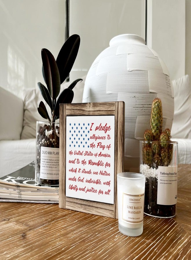 XJCUG Americana Decor Wooden Sign, Patriotic American Flag Pledge of Allegiance Plaque, 4th of July Decorations Indoor, Memorial Day Home Decor, Rustic USA Wall Art Gift - Image 5