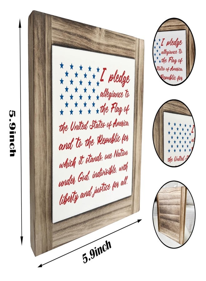 XJCUG Americana Decor Wooden Sign, Patriotic American Flag Pledge of Allegiance Plaque, 4th of July Decorations Indoor, Memorial Day Home Decor, Rustic USA Wall Art Gift - Image 3