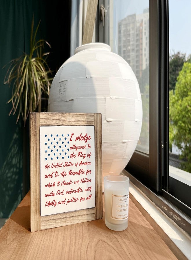 XJCUG Americana Decor Wooden Sign, Patriotic American Flag Pledge of Allegiance Plaque, 4th of July Decorations Indoor, Memorial Day Home Decor, Rustic USA Wall Art Gift - Image 4