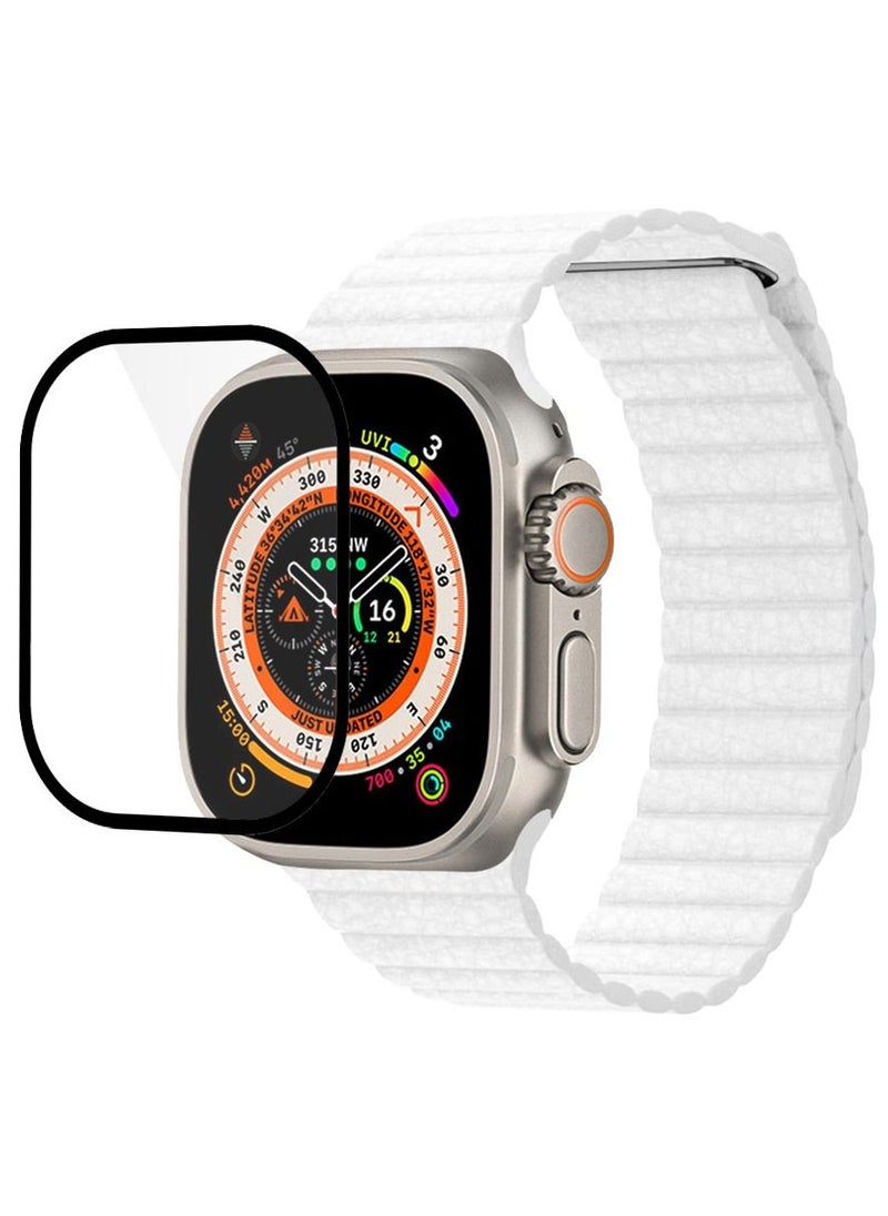 CATANES 2 Packs For Apple Watch Band 49mm Leather Loop Band Magnetic Watch Strap Wristband and 3D Screen Protector White  - Image 3