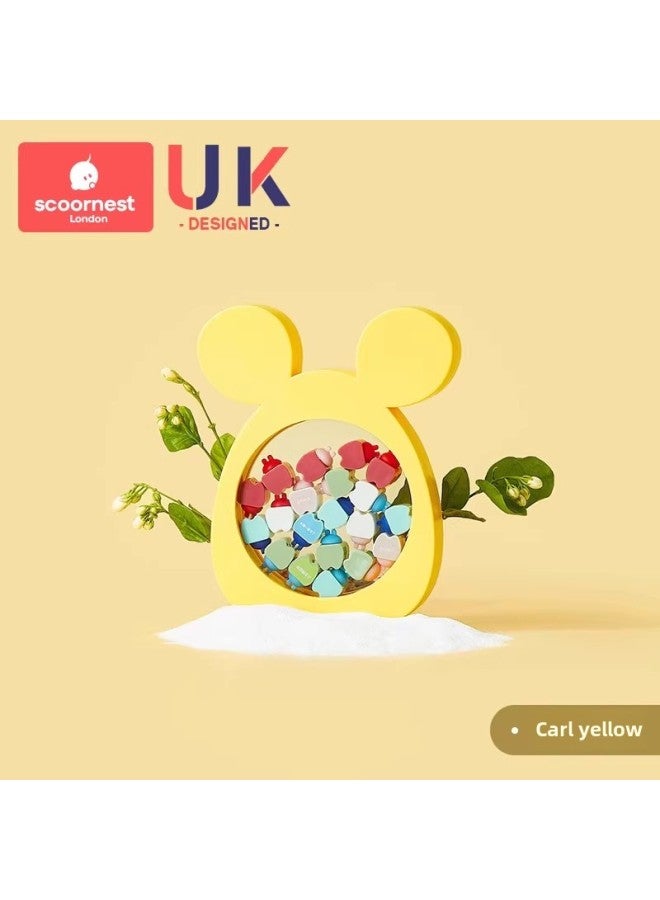Baby Tooth Storage Box Tooth Commemorative Box Girl Children Collection Box Storage Collection Storage Bottle Male Storage Tooth Change-Color:Carl Yellow Tooth Hut 20 Tweezers Lanugo Wishing Bottle  - Image 1