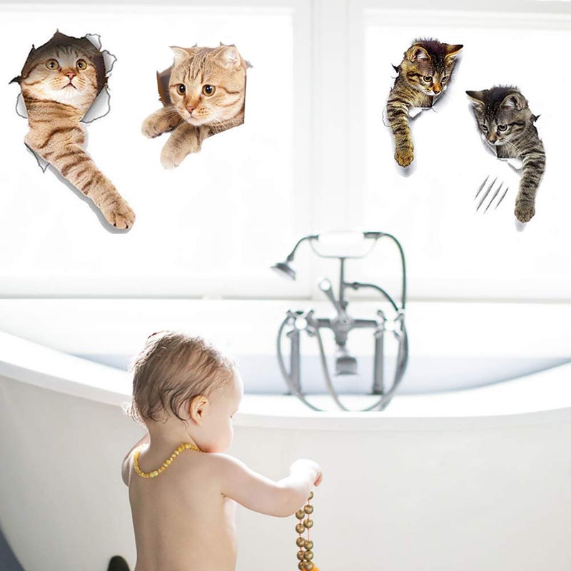 TTSAM 11PCS New 3D Removable Cartoon Animal Cats Large Wall Stickers, Easy to Peel Easy to Stick Safe on Painted Walls Cute Cat Decor Posters for Nursery Room Toilet Kitchen Offices - Image 5