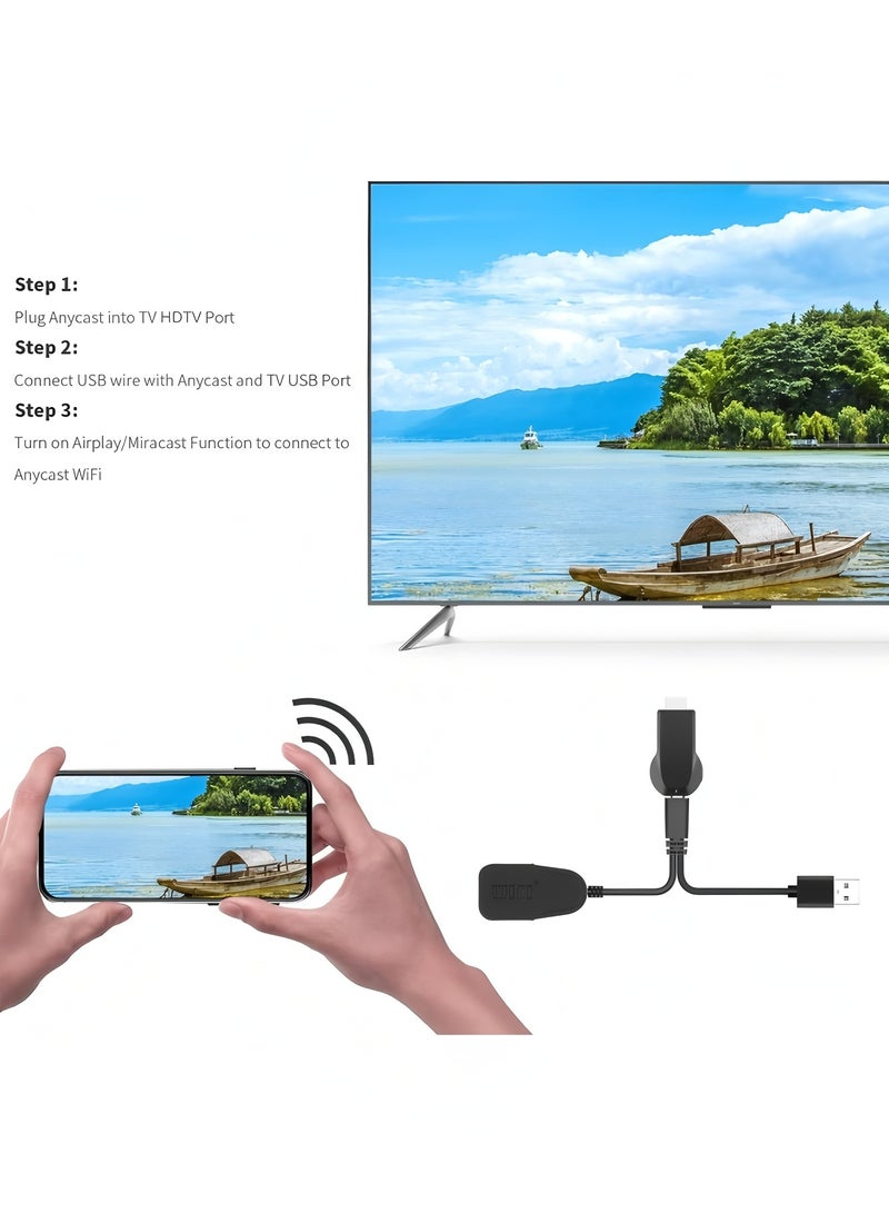 إني كاست جهاز استقبال شاشة واي فاي M2 Plus، محول عرض HDMI لاسلكي بدقة 4K، جهاز استقبال انعكاس شاشة الهاتف المحمول بدقة 1080 بكسل، لأجهزة Android/Mac/iOS Windows - Image 5