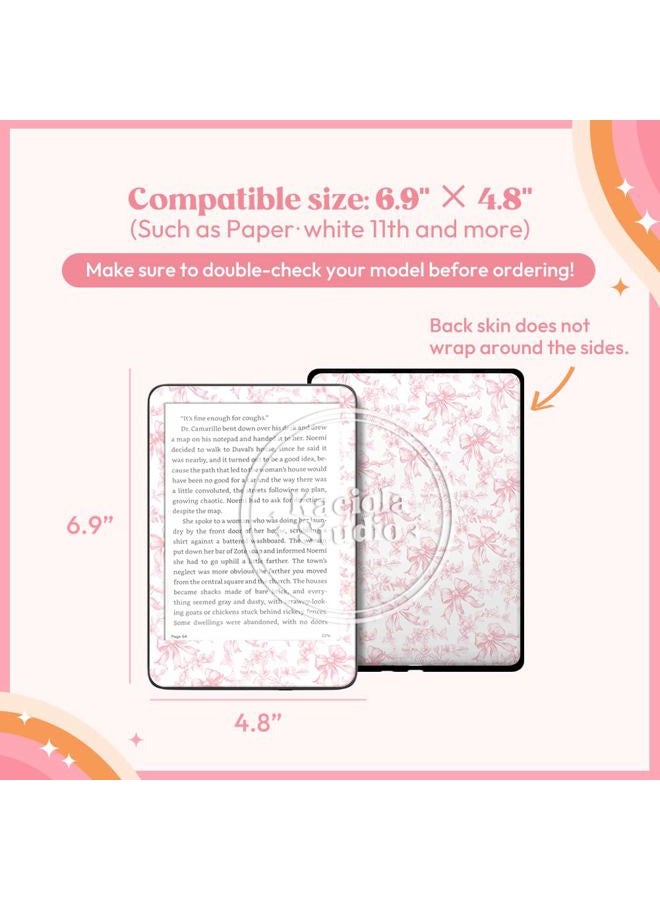 KACIOLA STUDIO 12PCS French Floral Skin for E-Reader, and 4PCS Type C Charms for E-Reader with Scrapbook Stickers, 6.9"x4.8" Skin Front and Back Decal Inserts for Paper White 11th (French Floral) - Image 5