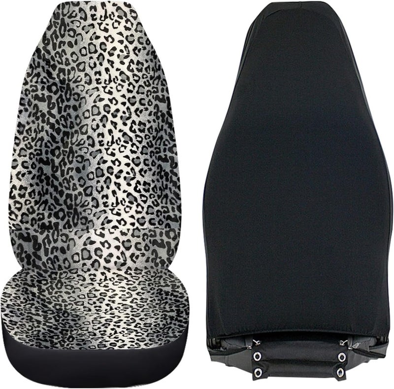 TOADDMOS Grey Leopard Print Front Seat Covers - Image 5