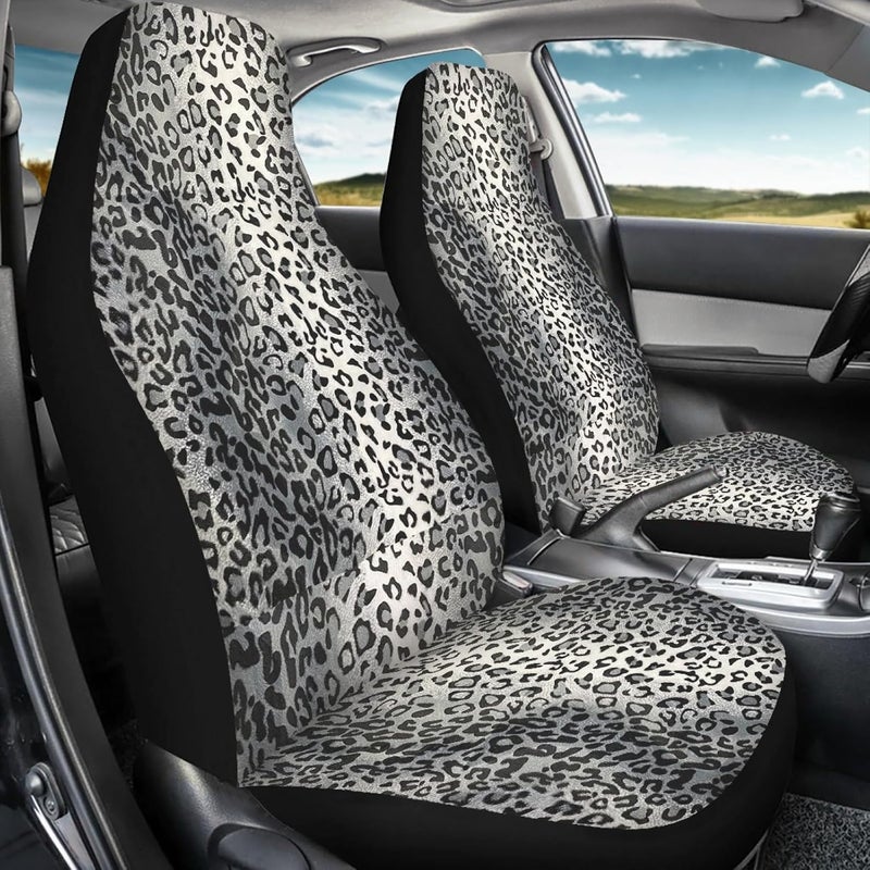 TOADDMOS Grey Leopard Print Front Seat Covers - Image 4