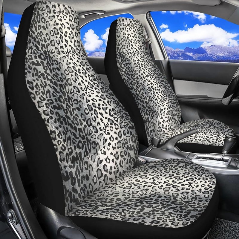 TOADDMOS Grey Leopard Print Front Seat Covers - Image 2