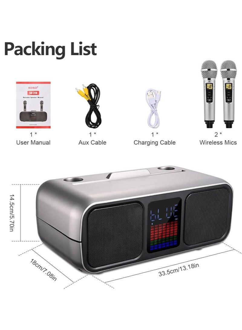 سمارت بيري S39 Pro مكبر صوت بلوتوث محمول مع 2 ميكروفونات UHF آلة كاريوكي لاسلكية للبالغين والأطفال نظام مكبر صوت مع أضواء LED ملونة تدريجية للحفلات المنزلية - Image 3