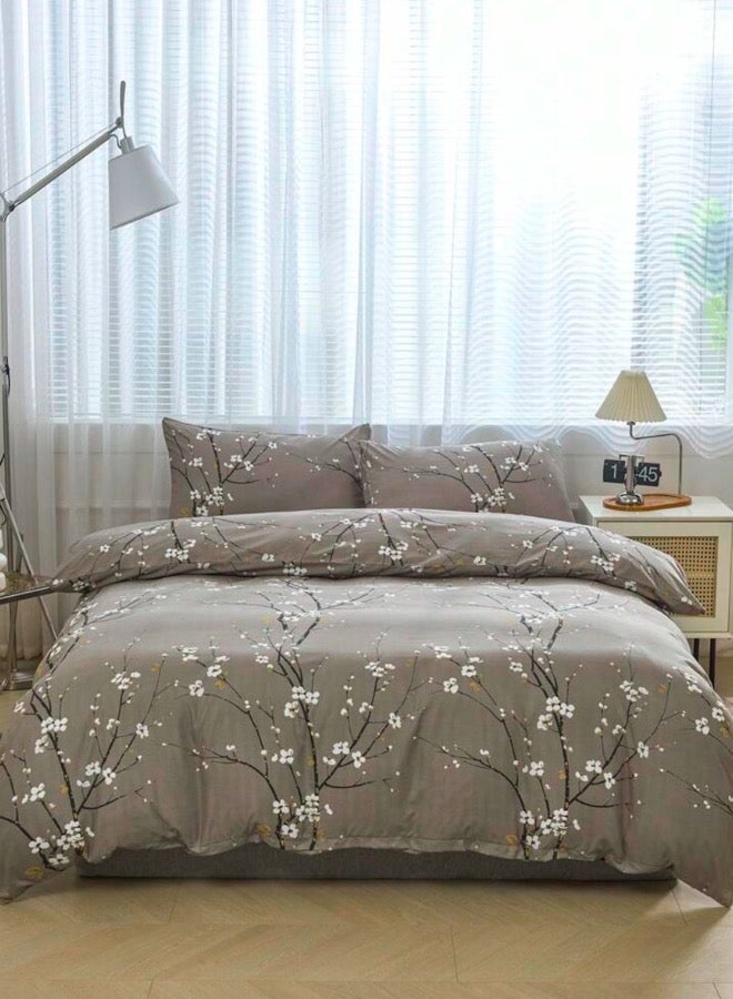 LUNA Home King size 6 pieces, duvet cover set, plum blossom branch flower design. - Image 1