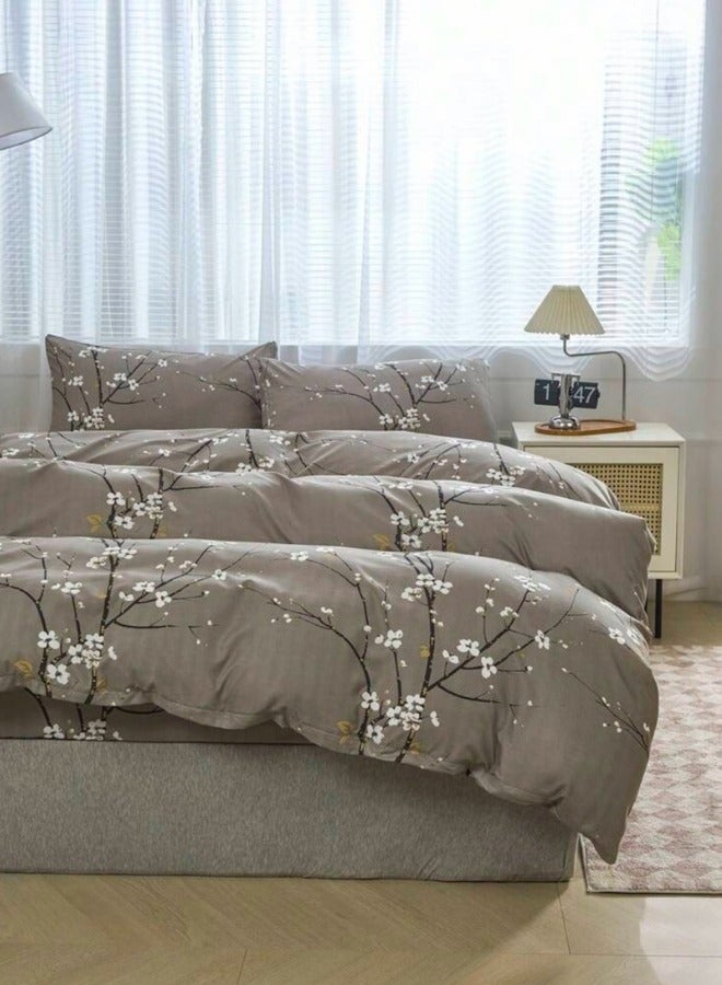 LUNA Home King size 6 pieces, duvet cover set, plum blossom branch flower design. - Image 4