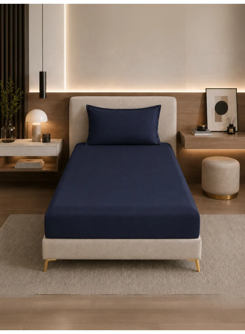 Bedding Fitted Sheet - Fits 90x200 Cm Bed For Single Bed 2 Pcs (1 Fitted Sheet and 1 Pillowcase) - 30 Cm Deep Pocket - Solid Bed Sheet