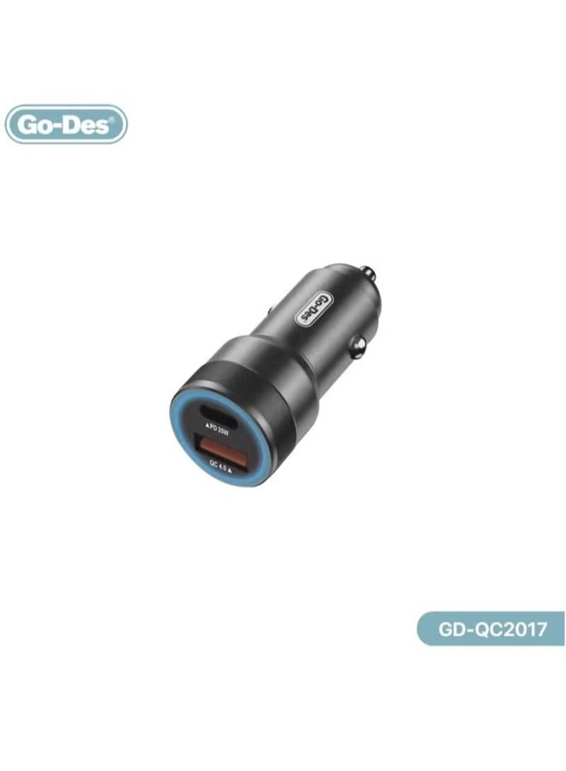 جو-ديز شاحن سيارة GO-DES GD-QC2017 بقدرة 45 واط، USB + USB-C، شحن سريع - Image 2