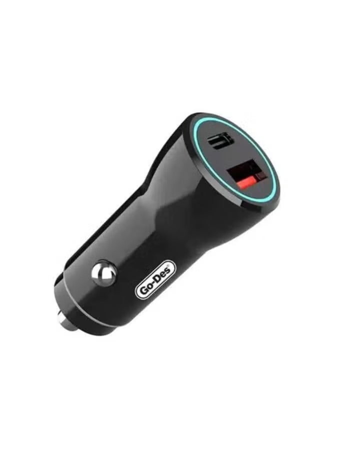 جو-ديز شاحن سيارة GO-DES GD-QC2017 بقدرة 45 واط، USB + USB-C، شحن سريع - Image 1