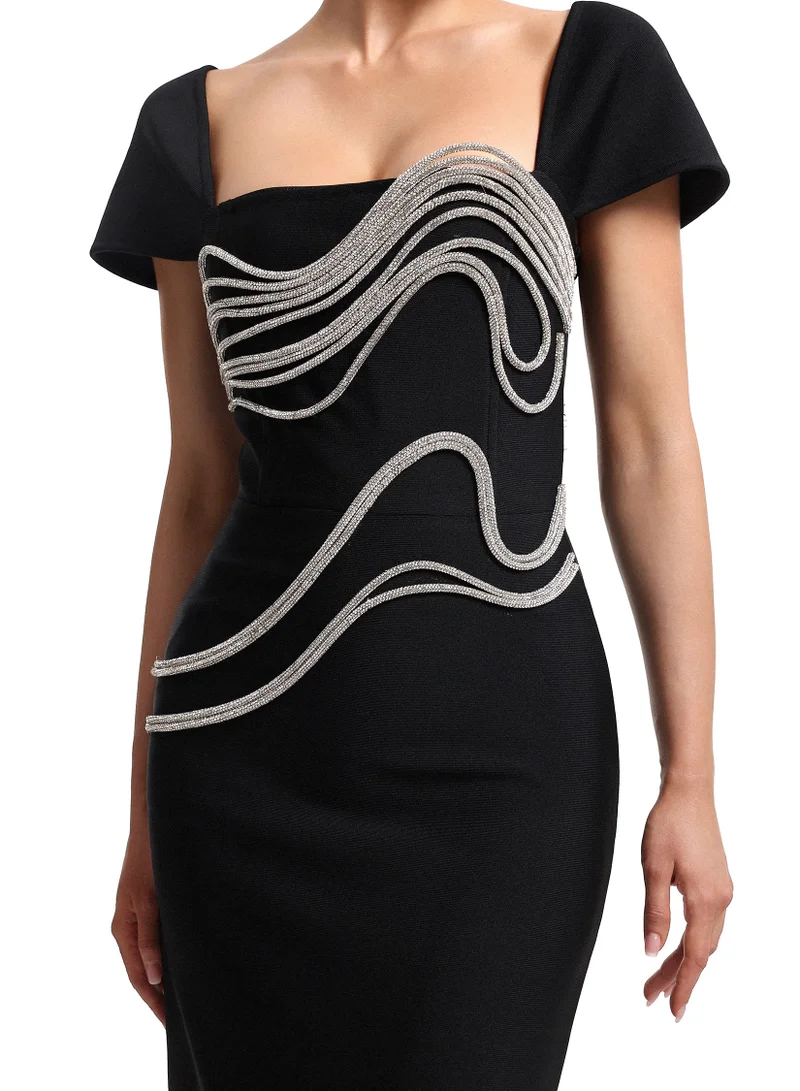 Bella Barnett  Vako Low Neck Rhinestone Bandage Maxi Dress for Women | Best Price UAE