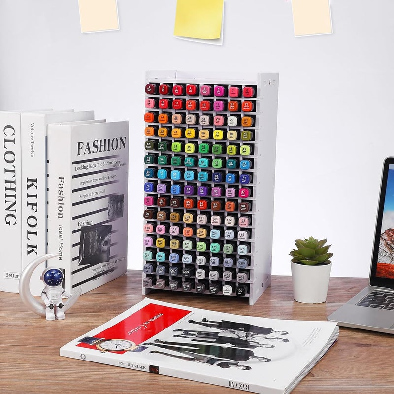Yrangee Marker Organizer, 120 Slots Marker Holder Organizer, Marker Storage with Divider Art Marker Rack for Pens Colored Pencils Art Brushes Adjustable Pencil Holder for Desk Organizer - Image 2