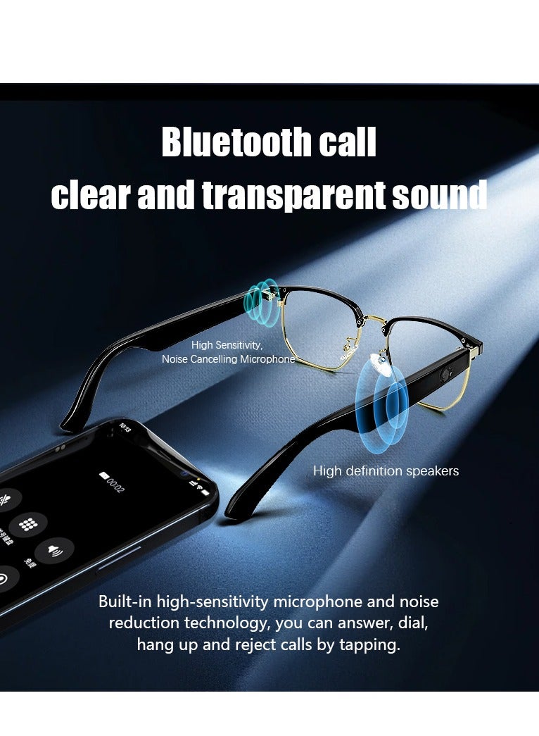 جولف لينك نظارات ذكية MZ09 للقيادة والملاحة الصوتية والنظارات الشمسية وركوب الدراجات والمشي لمسافات طويلة وحماية من الأشعة فوق البنفسجية ومضادة للإشعاع نظارات ذكية سوداء - Image 4