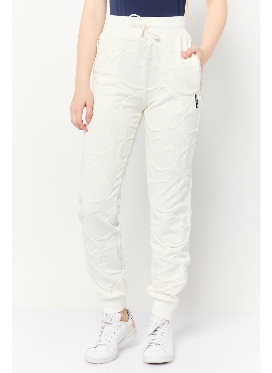 GUESS Women Regular Fit Brand Logo Sweatpants, White  - Image 1