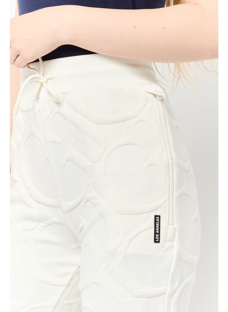 GUESS Women Regular Fit Brand Logo Sweatpants, White  - Image 2