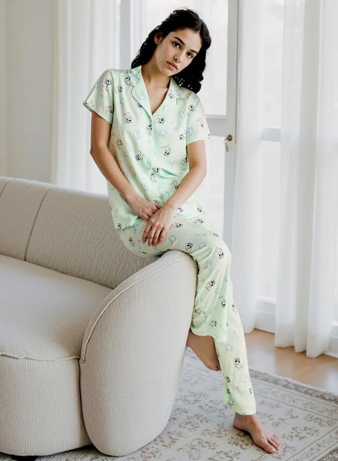 سبلاش فيڤ Snoopy Print Pyjama Set