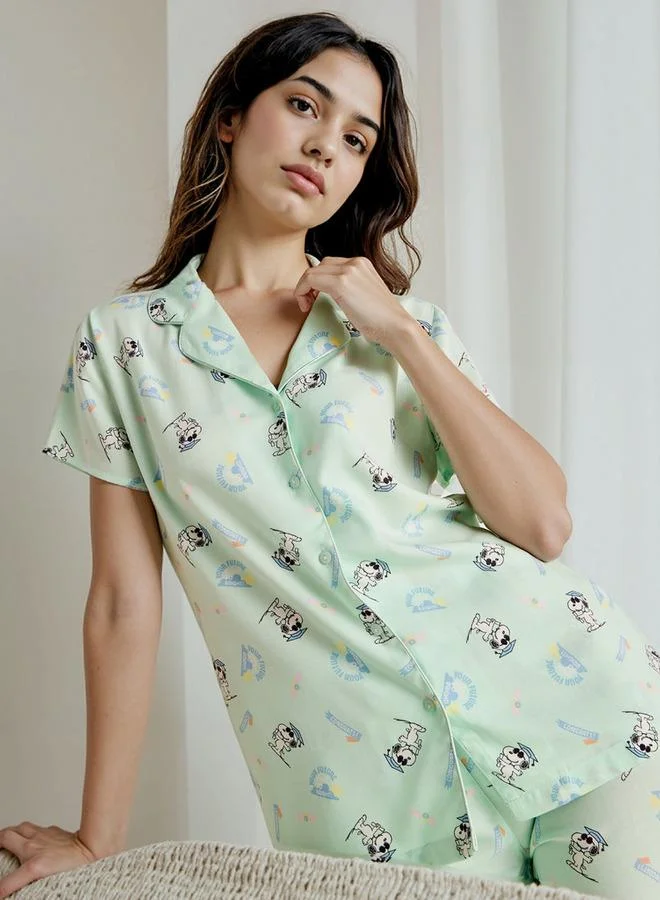 سبلاش فيڤ Snoopy Print Pyjama Set