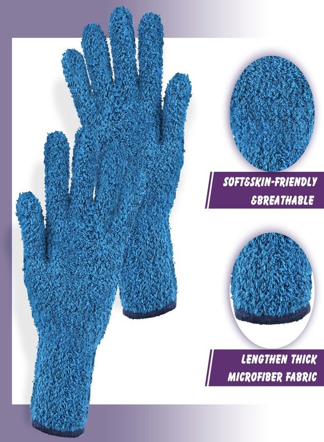 Bencailor 3 Pairs Microfiber Gloves Dusting Cleaning Gloves Plants Gloves Lengthen Thicken Cleaning Gloves Mitt for Blind(Purple, Blue, Rose Red) - Image 5