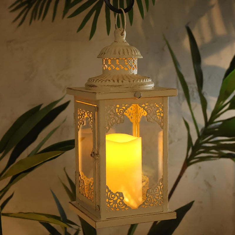 NEEDOMO Large Lanterns Decorative Indoor, 14'' Vintage Outdoor Lanterns with Clear Glass, Metal Candle Holder Lantern Rustic Farmhouse Shelf Decor for Indoor Outdoor Events Wedding and Party - Image 5
