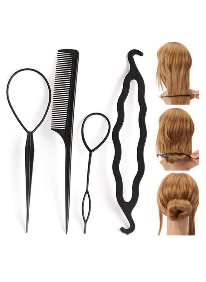 CHRONEX Set of 5 Hair Styling Bun Maker Hair Accessories Combo for Girls & Women - Black - Image 5