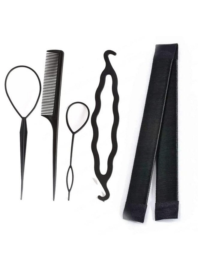 CHRONEX Set of 5 Hair Styling Bun Maker Hair Accessories Combo for Girls & Women - Black - Image 1