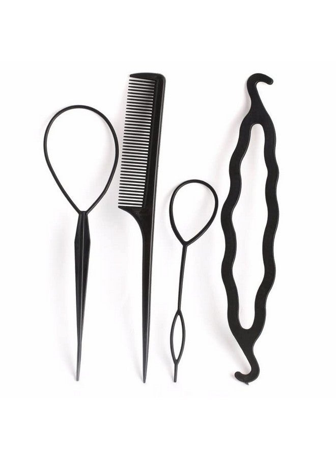 CHRONEX Set of 5 Hair Styling Bun Maker Hair Accessories Combo for Girls & Women - Black - Image 4