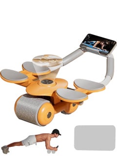 Rock Pow 2024 New Ab Roller Wheel with Knee Mat &Timer, Automatic Rebound Abdominal Wheel, Ab Abdominal Exercise Roller with Elbow Support, Abs Workout Equipment Ab Exercise Roller for Women Men 