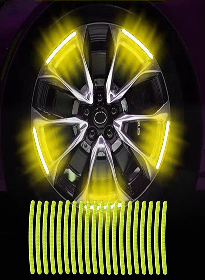Kelenate® (Yellow) 20 Pieces of Reflective car Wheel Decorative Stripe Stickers, Night Safety Warning car Stickers Compatible with Mauti Wgon R - Image 1