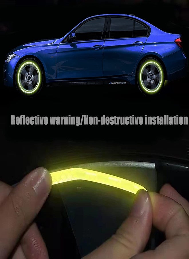 Kelenate® (Yellow) 20 Pieces of Reflective car Wheel Decorative Stripe Stickers, Night Safety Warning car Stickers Compatible with Mauti Wgon R - Image 2