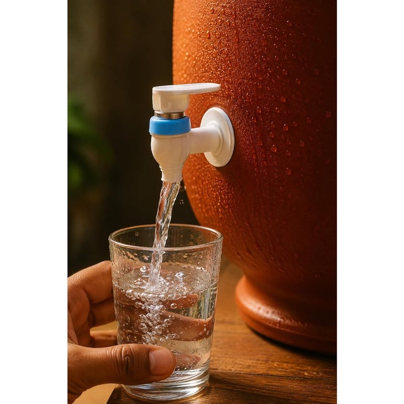 10 Liters Natural Clay Water Dispenser with Leakproof Tap and Cover Handcrafted Terracotta Matka Pot Earthen Drinking Water Jar for Home and Office Made in India - Image 3
