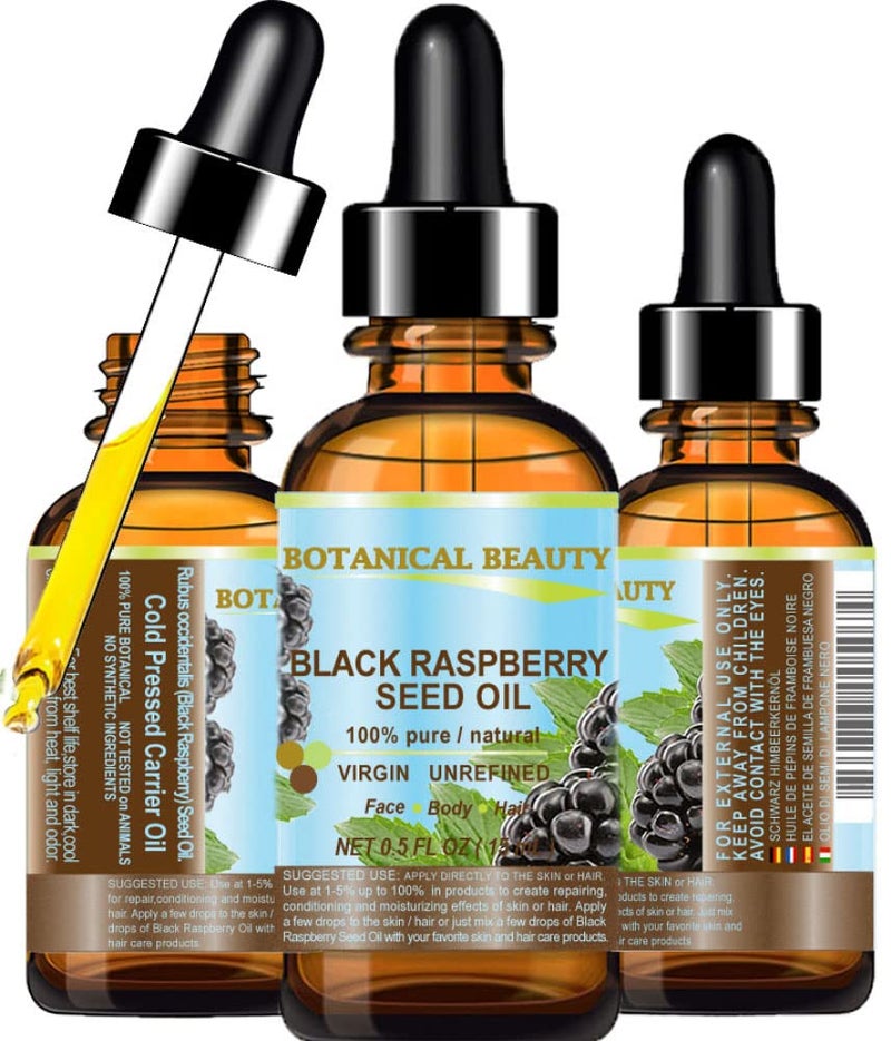 Botanical Beauty BLACK RASPBERRY SEED OI 100 Pure Natural Undiluted Virgin Unrefined Cold Pressed Carrier Oil 05 Floz15 ml For Face Skin Hair Lip Nails