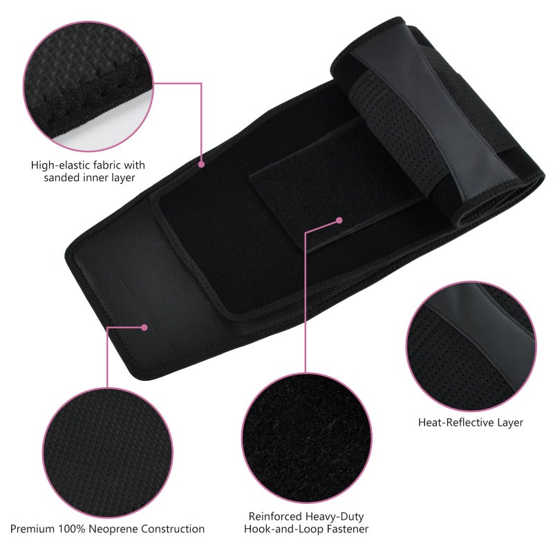 Lisacool Waist Trainer for Women and Men Sweat Band Waist Trimmer Belt Slimming Waist Sweat Band for Women Belly Band Sweat Belt Stomach Wrap Body Shaper Black - Image 4