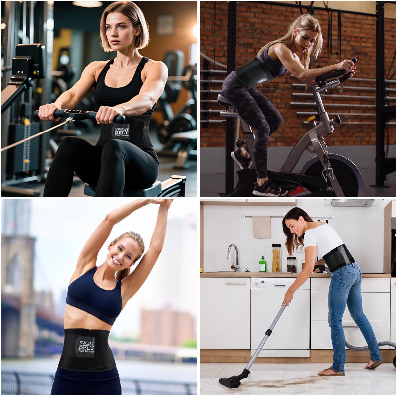 Lisacool Waist Trainer for Women and Men Sweat Band Waist Trimmer Belt Slimming Waist Sweat Band for Women Belly Band Sweat Belt Stomach Wrap Body Shaper Black - Image 5