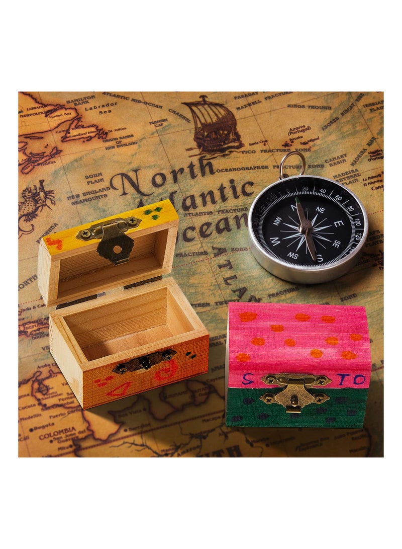 SYOSI 10PCS Unfinished Treasure Chest Box Pirate, Miniature Wooden Chest Pirate Treasure Box DIY Craft Container Lockable Keepsake Box Party Favor Chest for DIY Crafts Home Decor Props, 2.3 x 1.5 x 1.5 Inch - Image 4