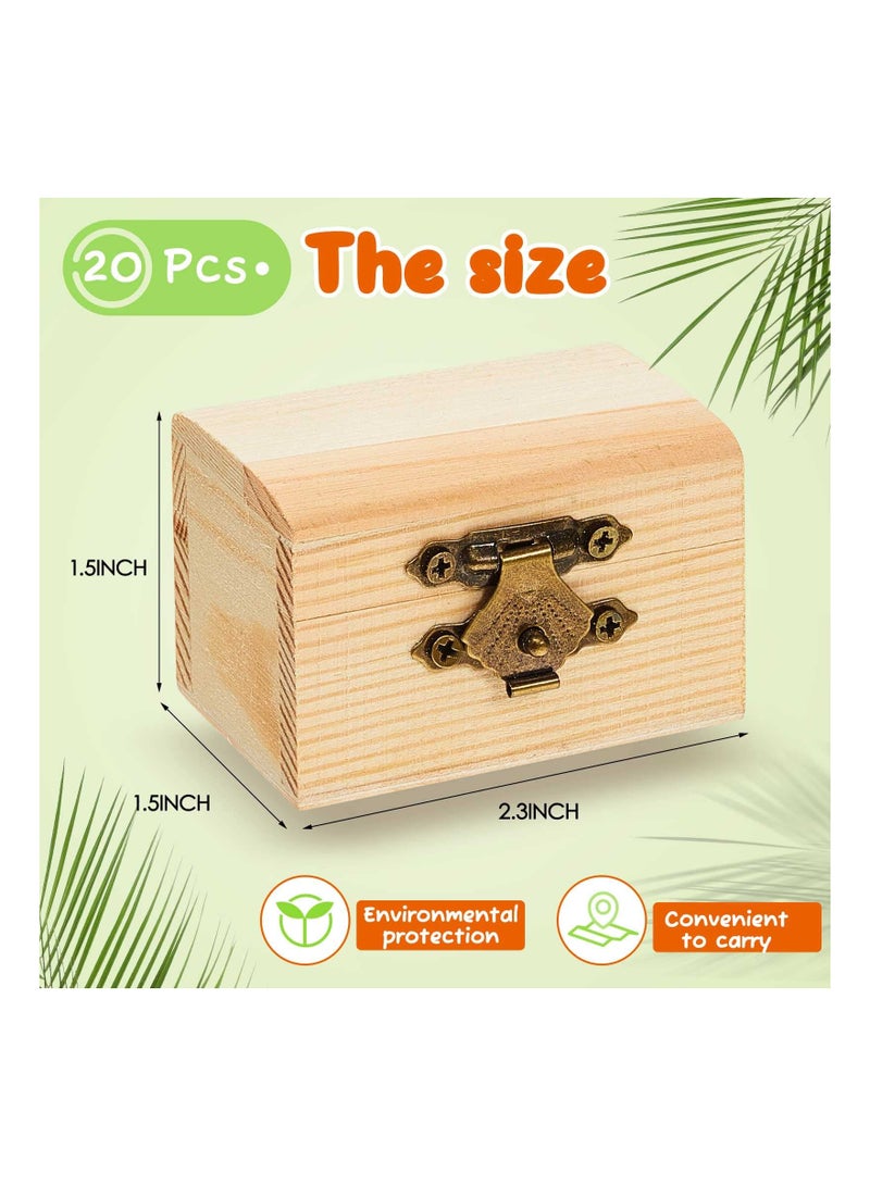 SYOSI 10PCS Unfinished Treasure Chest Box Pirate, Miniature Wooden Chest Pirate Treasure Box DIY Craft Container Lockable Keepsake Box Party Favor Chest for DIY Crafts Home Decor Props, 2.3 x 1.5 x 1.5 Inch - Image 5