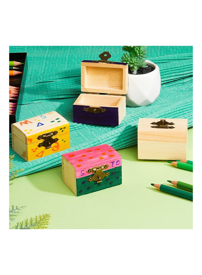 SYOSI 10PCS Unfinished Treasure Chest Box Pirate, Miniature Wooden Chest Pirate Treasure Box DIY Craft Container Lockable Keepsake Box Party Favor Chest for DIY Crafts Home Decor Props, 2.3 x 1.5 x 1.5 Inch - Image 3