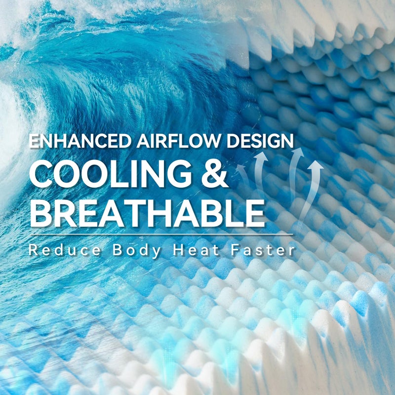 SINWEEK 2 Inch Egg Crate Memory Foam Mattress Topper Twin Size, Soft Mattress Pad for Back Pain Relief, Bed Topper, CertiPUR-US Certified, Blue - Image 3