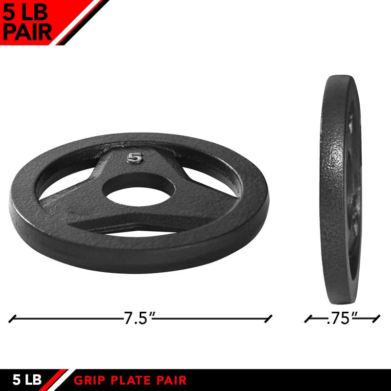 JFIT Cast Iron Olympic 2-Inch Grip Plate for Barbell, 5 Pound Set of 2 Plates Iron Grip Plates for Weightlifting, Crossfit - 2â€ Weight Plate for Bodybuilding - Image 2