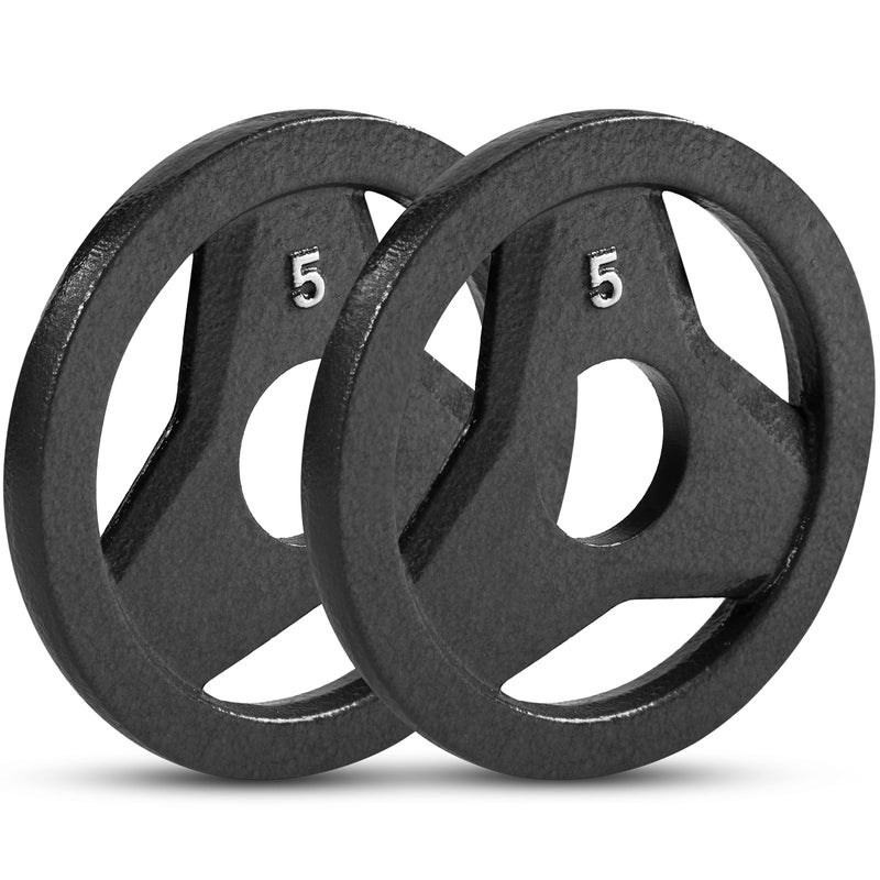 JFIT Cast Iron Olympic 2-Inch Grip Plate for Barbell, 5 Pound Set of 2 Plates Iron Grip Plates for Weightlifting, Crossfit - 2â€ Weight Plate for Bodybuilding - Image 1