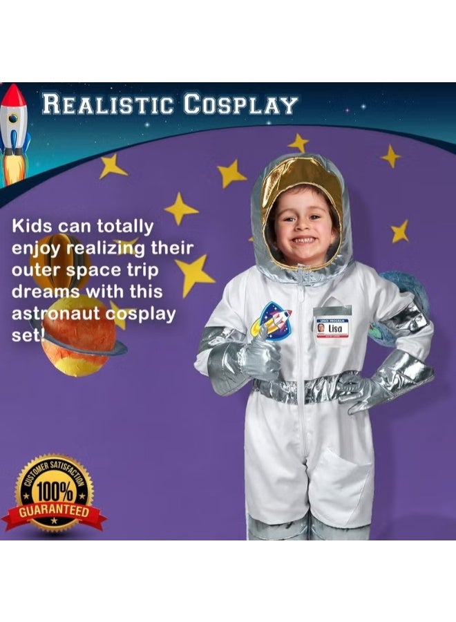 حديقة الألعاب طقم زي رائد الفضاء للأطفال للتلبيس التنكري مجموعة لعب الأدوار ملابس تنكرية كاملة زي الفضاء وإكسسوارات متين وقابل للغسل هدية مثالية للأولاد والبنات ملابس الأطفال التنكرية  Export to Sheets - Image 5