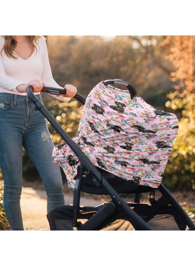 AFPANQZ Floral Dachshunds Baby Car Seat Cover Canopy and Nursing Cover - Image 4