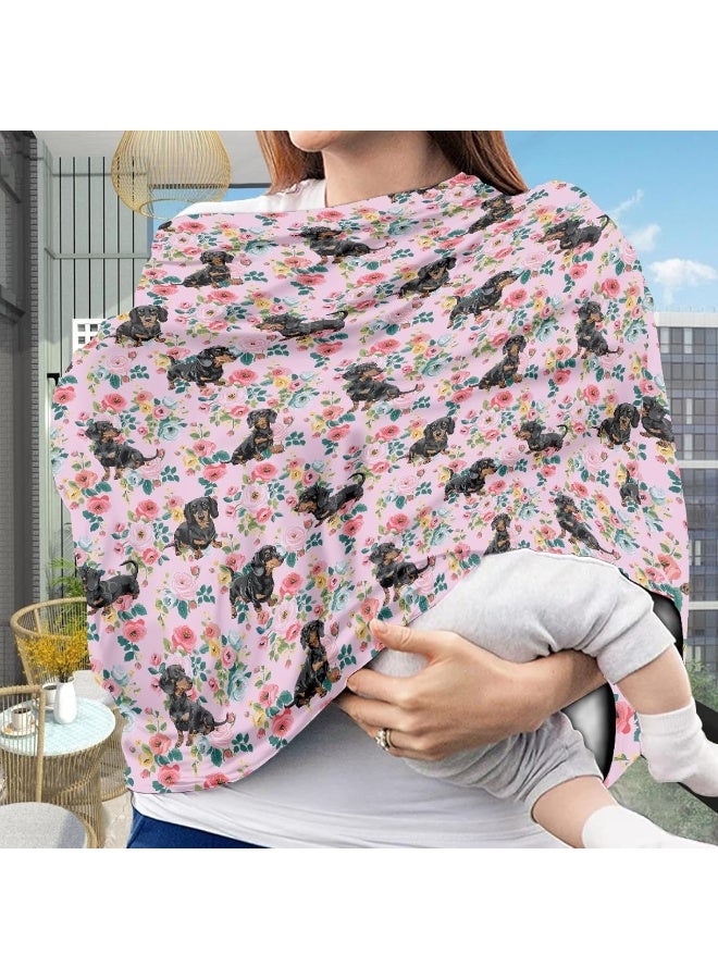 AFPANQZ Floral Dachshunds Baby Car Seat Cover Canopy and Nursing Cover - Image 2