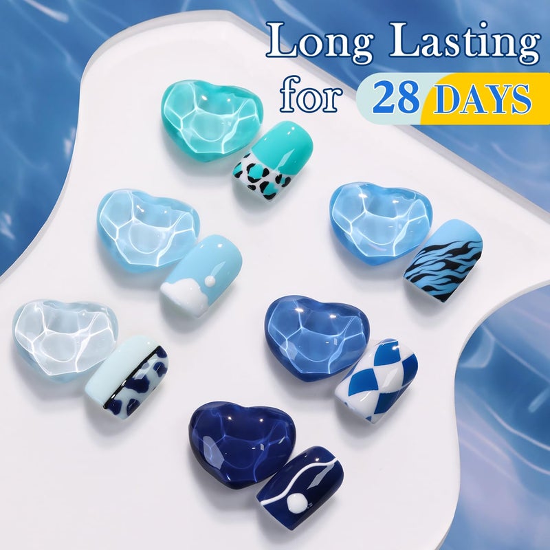 Double Rhythm 6 Pcs 15 ML Gel Polish Set Same Color Same Bottle Soak Off Gel Polish Kit Nail Art Manicure Salon DIY at Home for Women (Light Blue Dark Navy Teal-T6-14) - Image 4