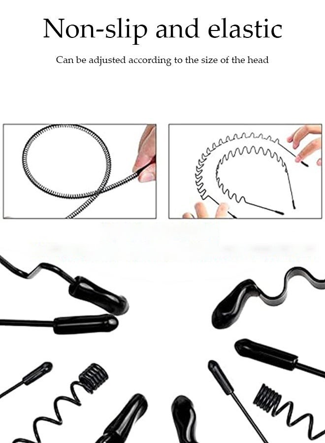 DUNISO Non Slip Sports Fashion Headband, Metal Hair Band for Men Women,Wavy Spring Headband， Mens Hair Band Sports Hair Bands with Teeth,6 Pieces Black Fashion Hair Accessories - Image 3