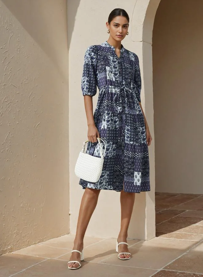 Splash FAV A-line Knee-Length Viscose Dress with Tie-Up Belt