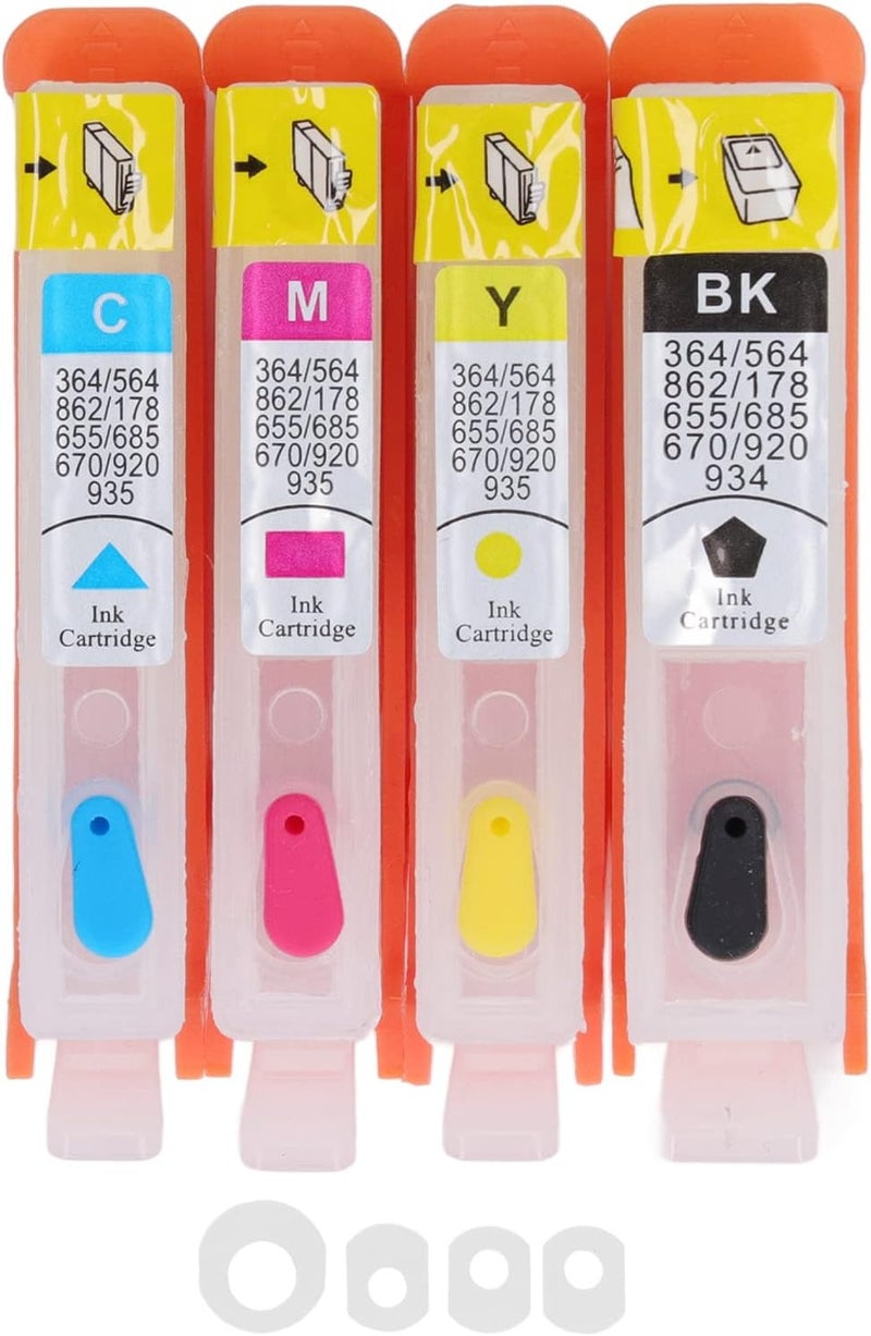 4PCS Ink Cartridge,Permanent Chip Smooth Output Large Capacity 4 Colors Replacement for Printer (HP 685) - Image 1