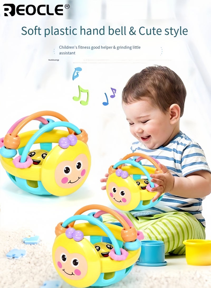 REOCLE Baby Rattle Toy with Bell Interactive Grasping Exercise Color Recognition Safe Sensory Learning Toy for Infants Child Safe Material Birthday or Holiday Gift for Boys and Girls - Image 1